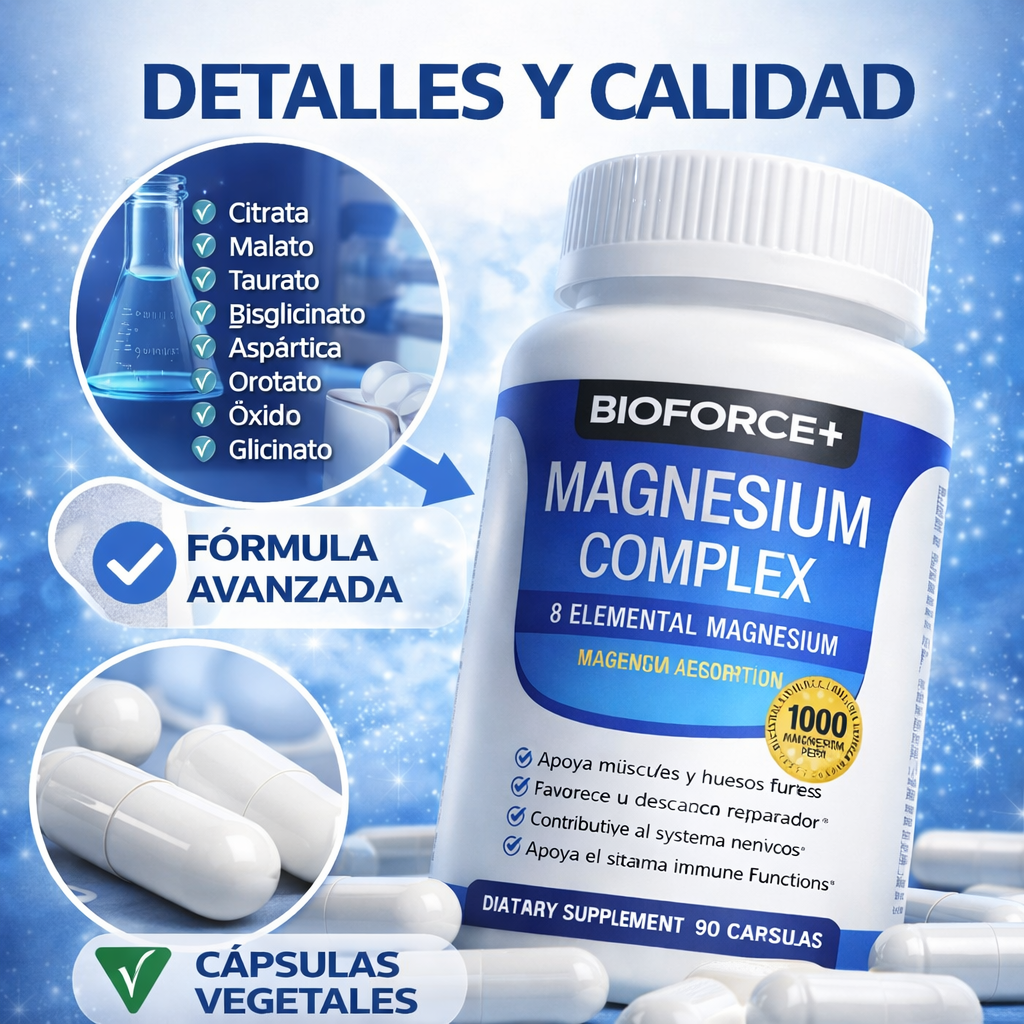 Magnesium-Complex™ 1000mg – 90 cápsulas Original | Energía, descanso y recuperación 💊